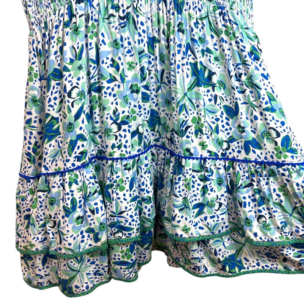 Poupette St Barth, NWT 'Camila' Mini Dress, Floral Ruffle, Blue Monaco, Medium - Picture 12 of 15